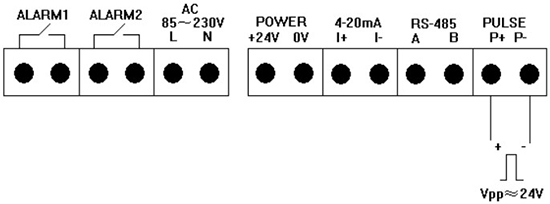 DN40熱式氣體質量流量計脈沖輸出接線圖